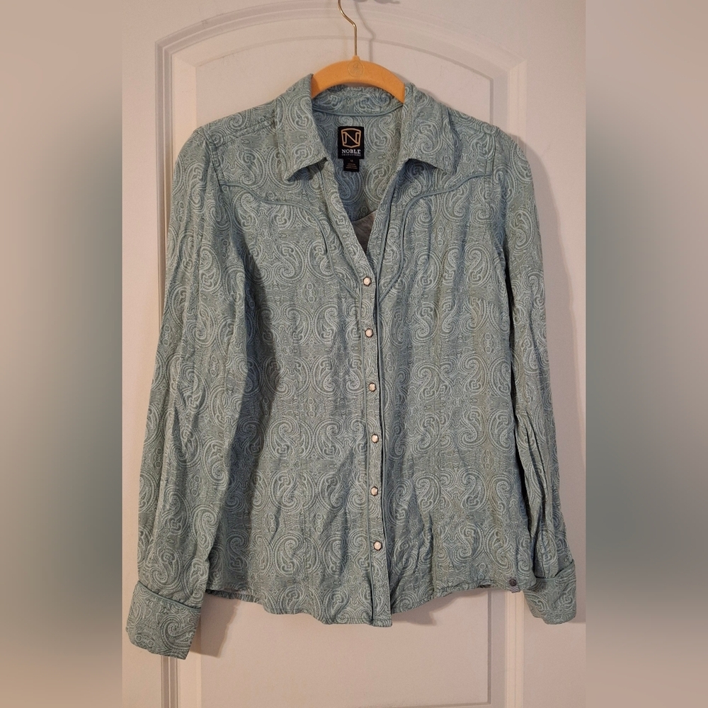 Noble western womens rayon top sz‎ medium rodeo casual country Nashville